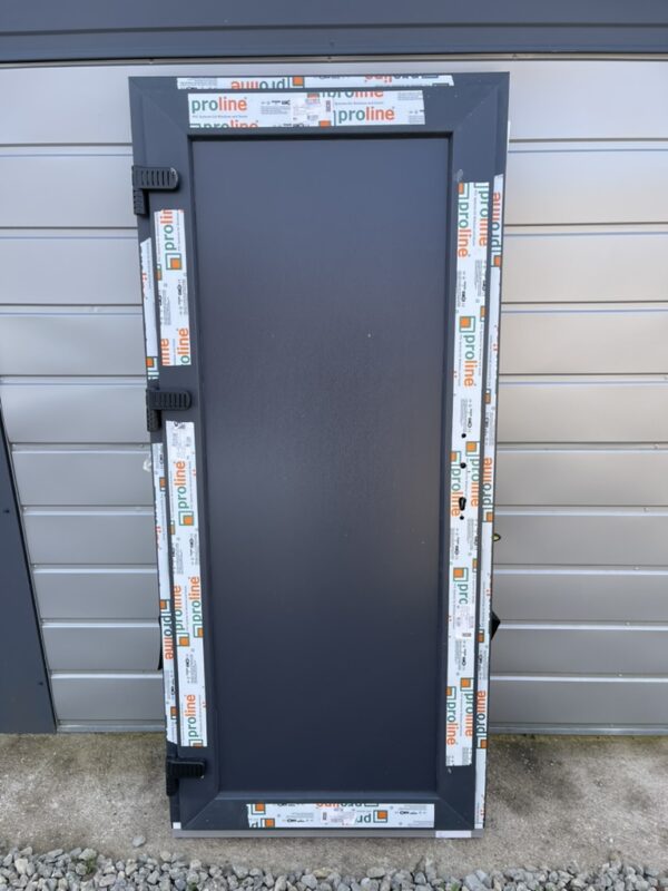 Plastikinės durys 89x198 su užpildu, spalva - antracitas