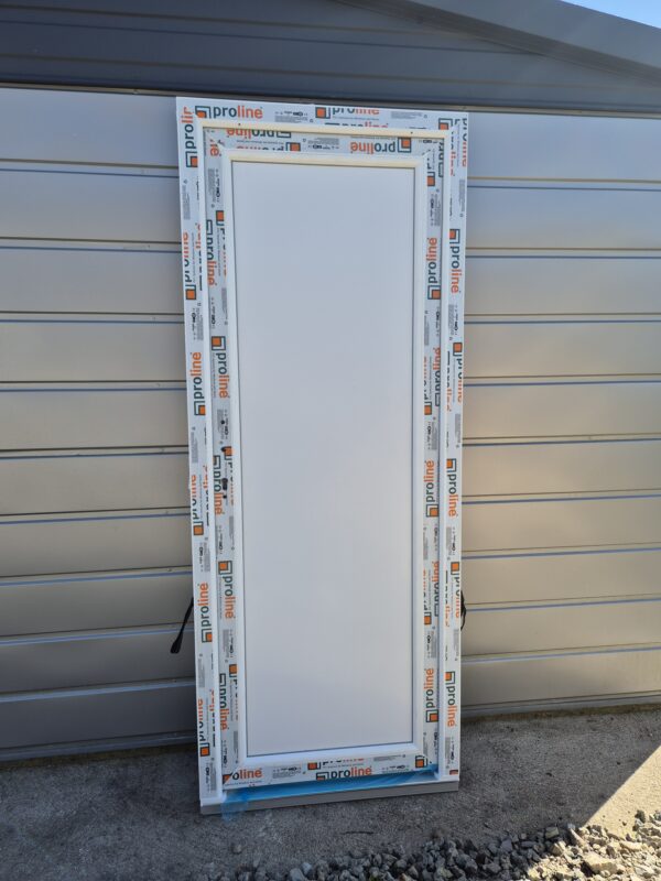 Plastikinės durys 79x198 su užpildu, spalva - balta, 60mm profilis