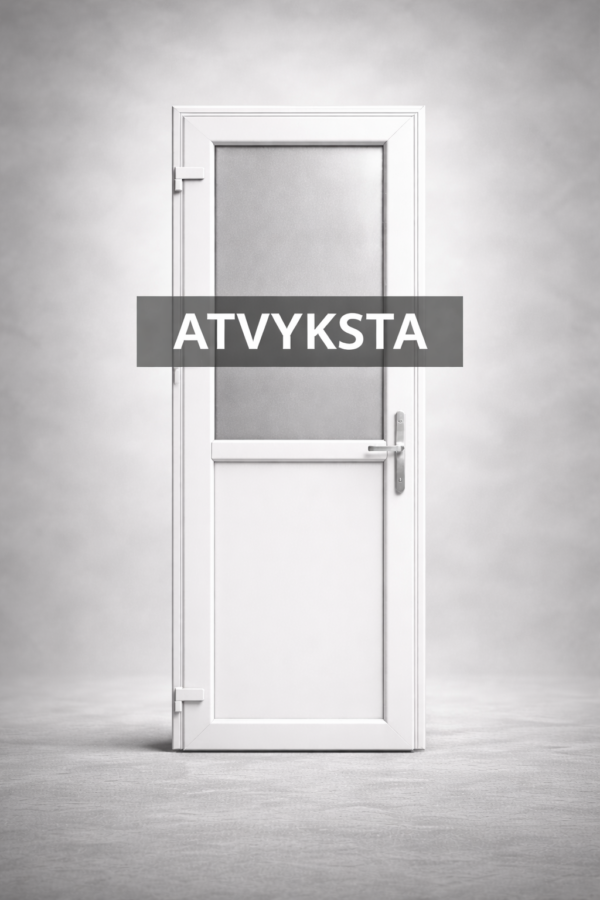 Plastikinės durys 79x198 su užpildu, spalva - balta, 60mm profilis