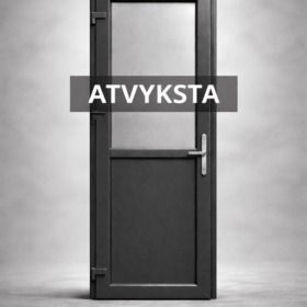 Plastikinės durys 89x205 su pilnu stiklu, antracitas