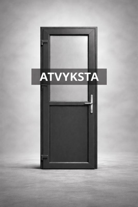 Plastikinės durys 98x210 su užpildu, spalva - antracitas